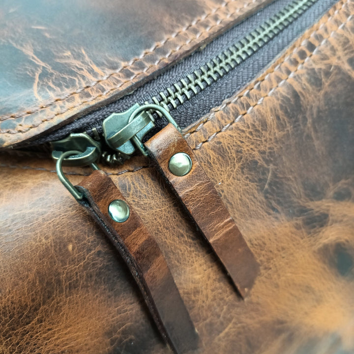 Sac de voyage en cuir ciré beige
