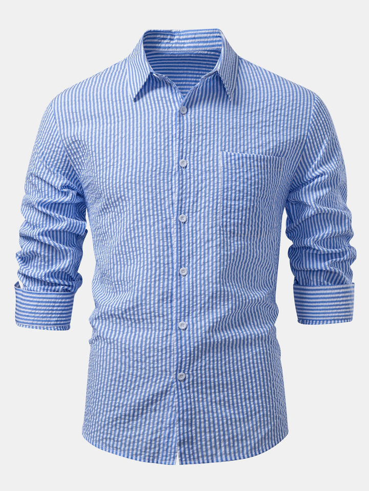 Chemise rayée à boutons en seersucker