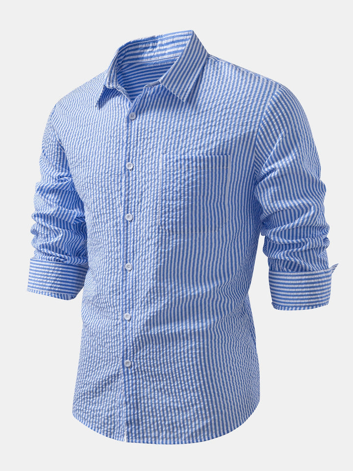 Chemise rayée à boutons en seersucker