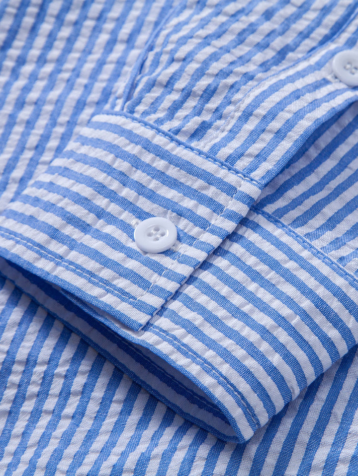 Chemise rayée à boutons en seersucker