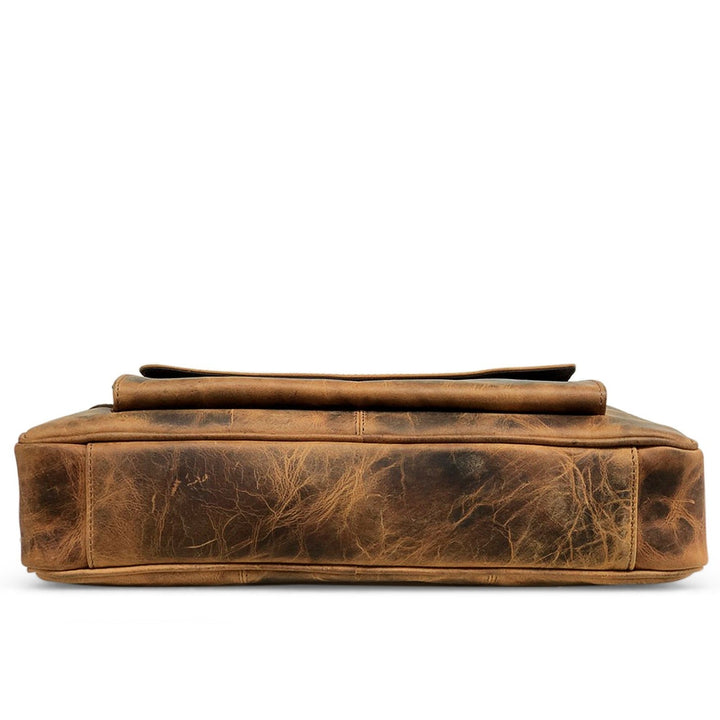 Sacoche d'ordinateur en cuir marron Hunter