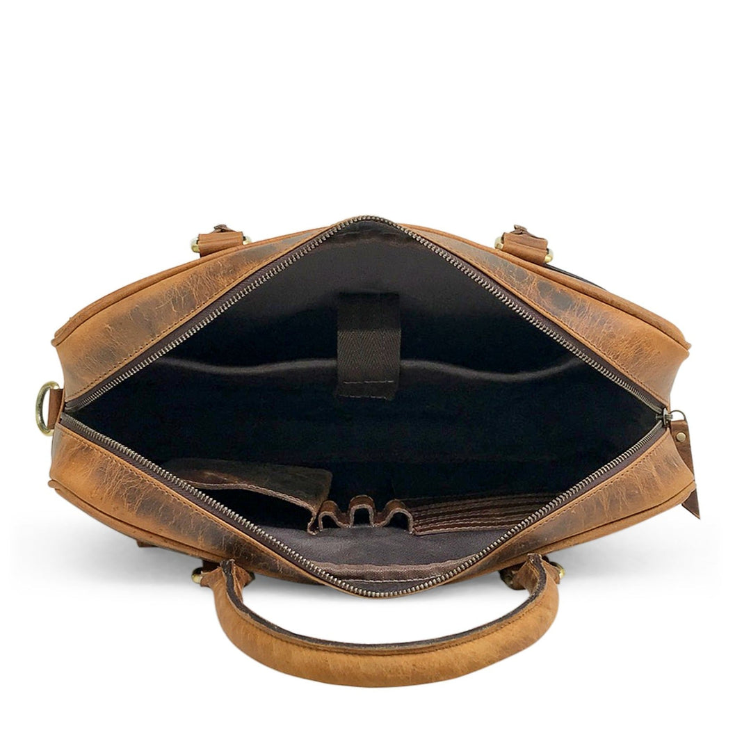 Sacoche d'ordinateur en cuir marron Hunter