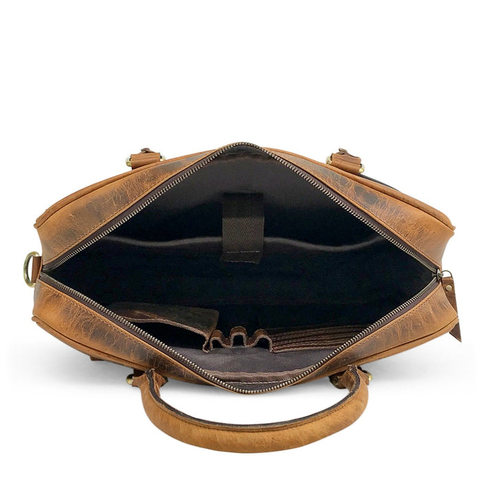 Sacoche d'ordinateur en cuir marron Hunter