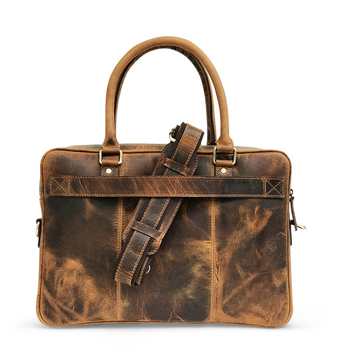 Sacoche d'ordinateur en cuir marron Hunter