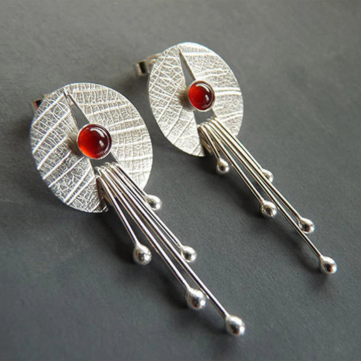 Luna™ | Boucles d'oreilles suspendues en pierre rouge élégante