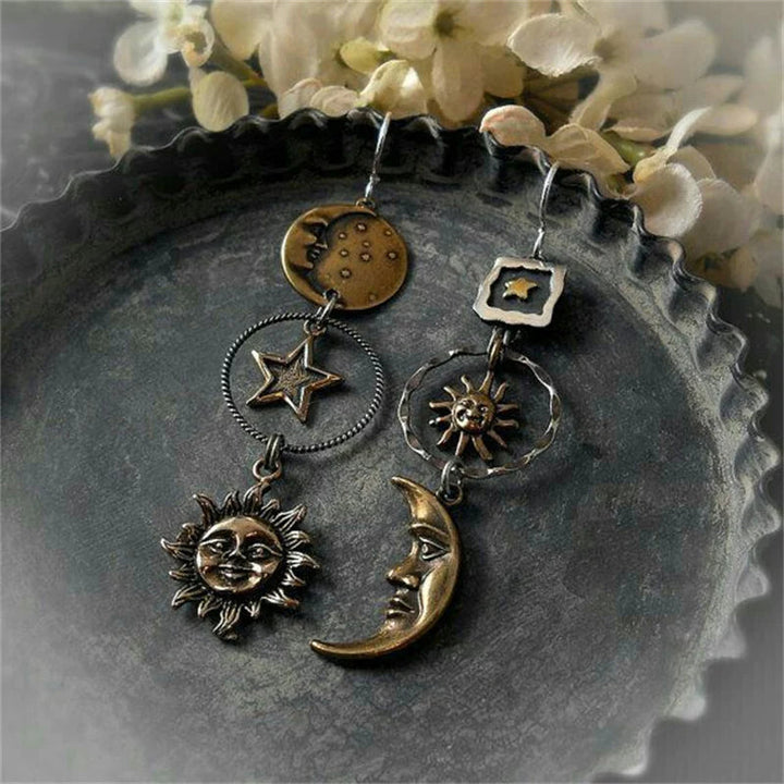 LunaSol™ | Boucles d'Oreilles Pendentif Soleil et Lune