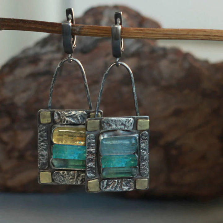 Celestia™ | Boucles d'oreilles en cristal bleu vert scintillant
