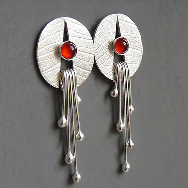 Luna™ | Boucles d'oreilles suspendues en pierre rouge élégante