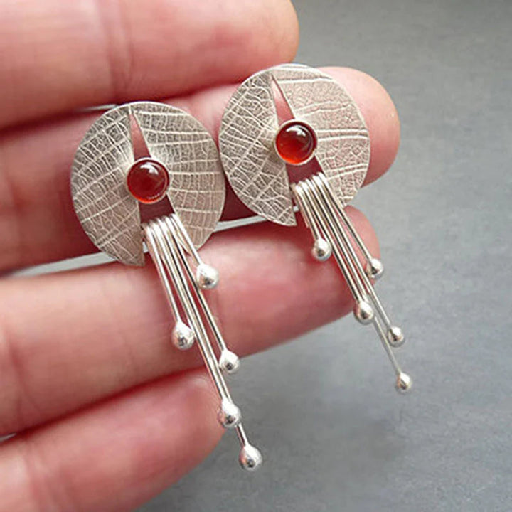 Luna™ | Boucles d'oreilles suspendues en pierre rouge élégante