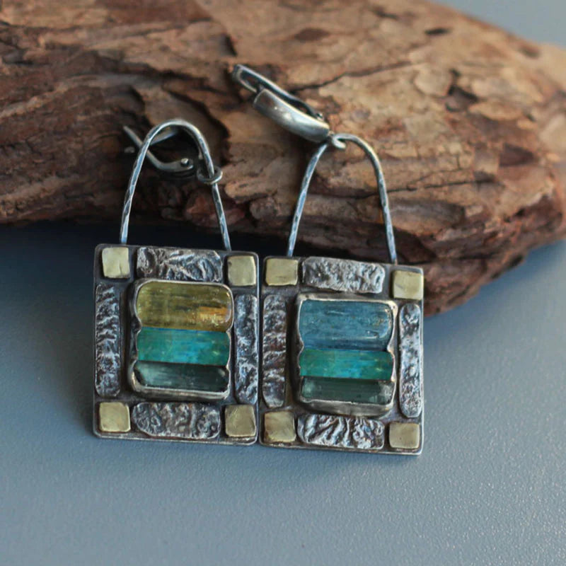 Celestia™ | Boucles d'oreilles en cristal bleu vert scintillant