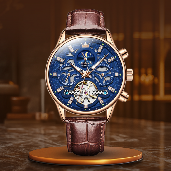 Montre Automatique Mécanique avec Bracelet en Cuir™ - Olsen & Olsen