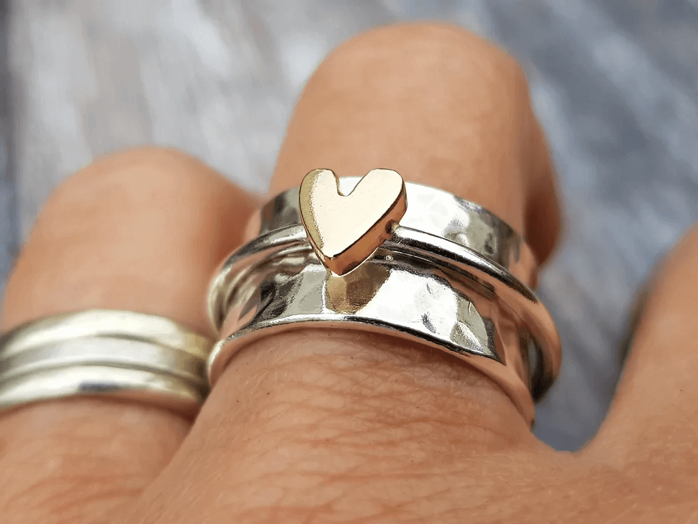 Mely - Bague dorée en argent en forme de cœur