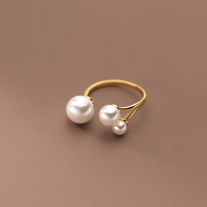 Triple Adjustable Pearl Ring