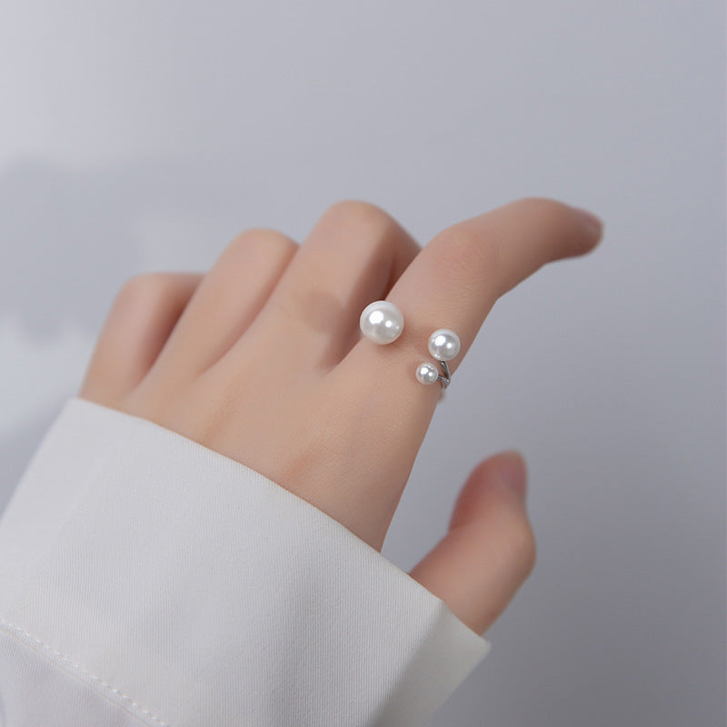 Triple Adjustable Pearl Ring