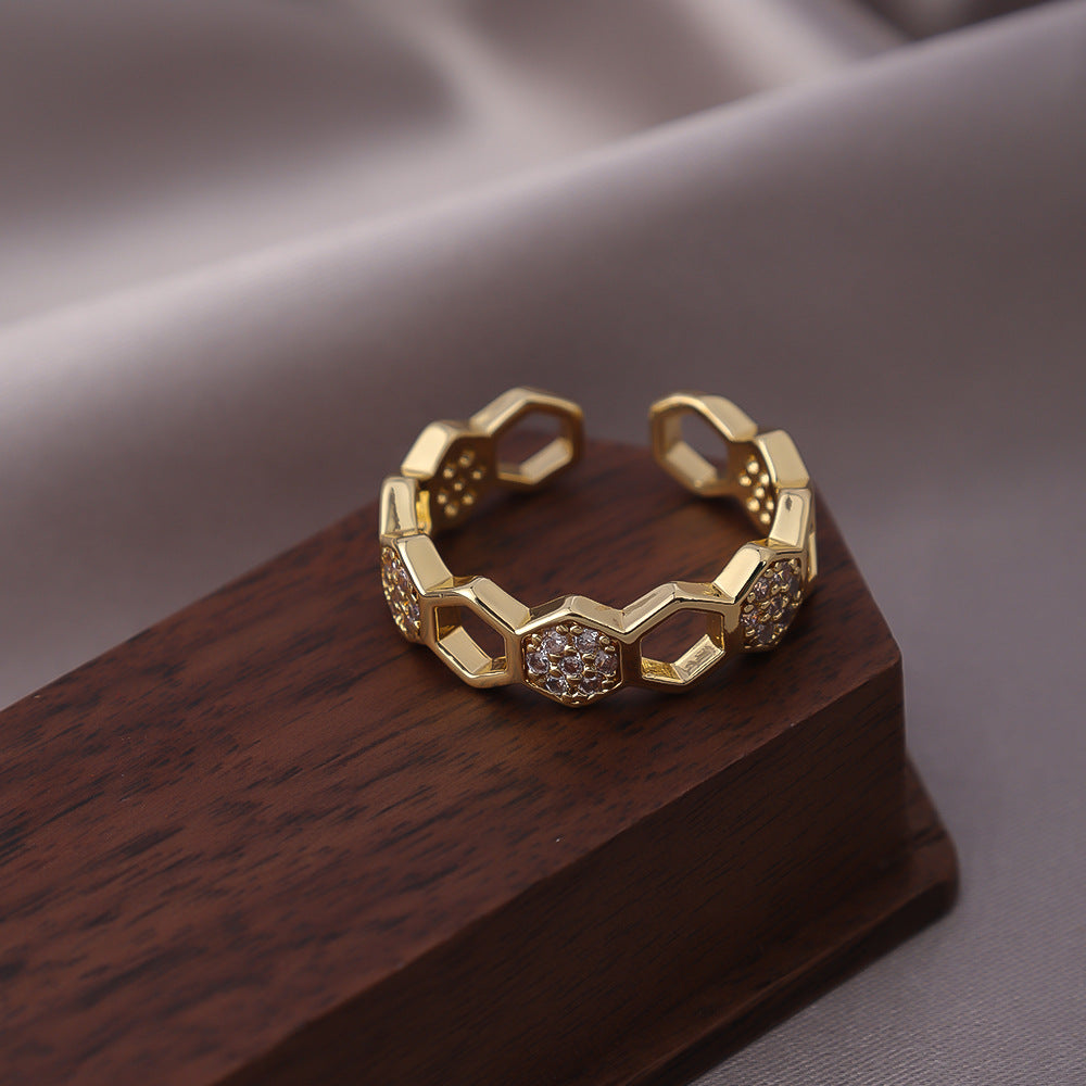 Bague en Nid d'Abeille en Cristal | Or