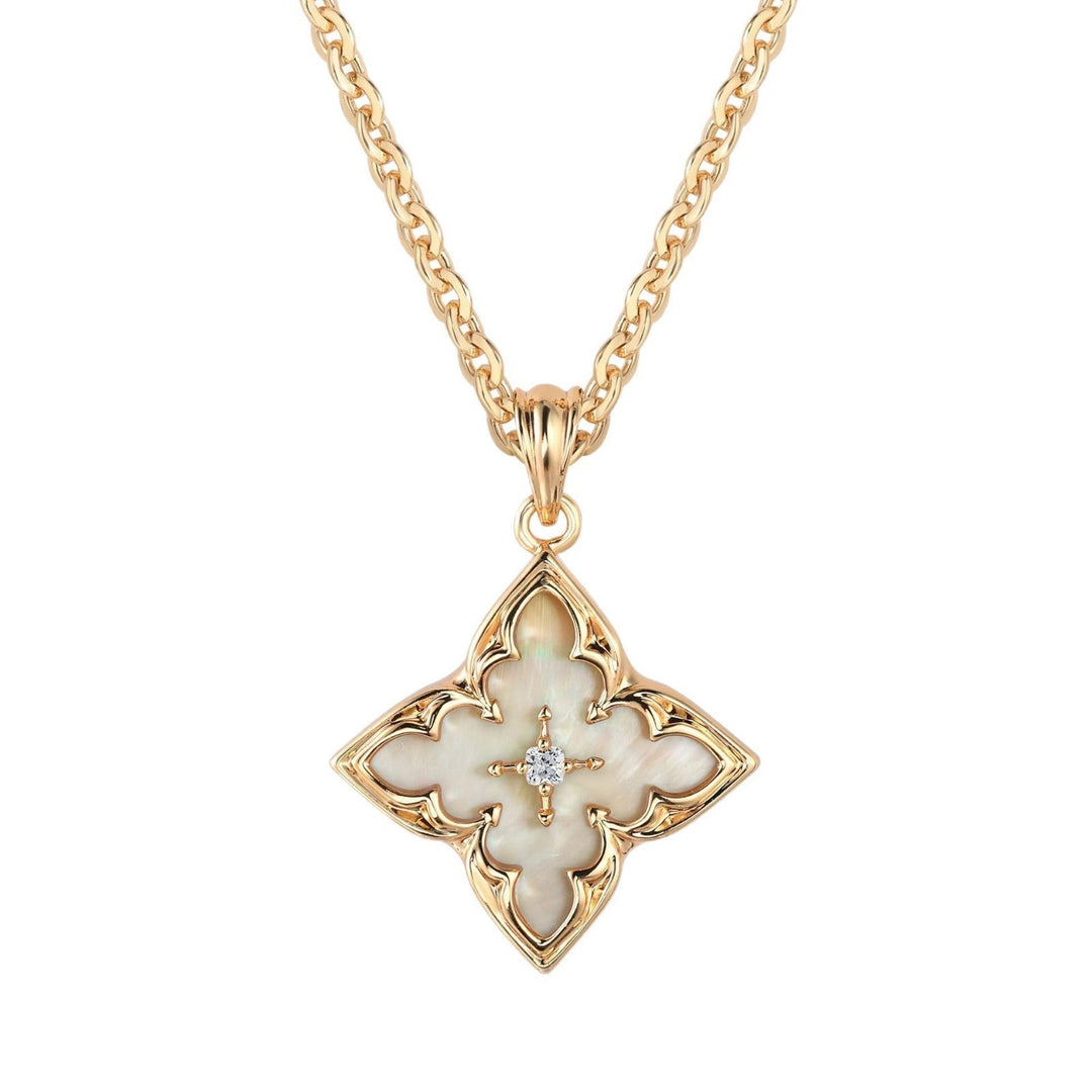 Pendentif Trèfle Bleu | Or