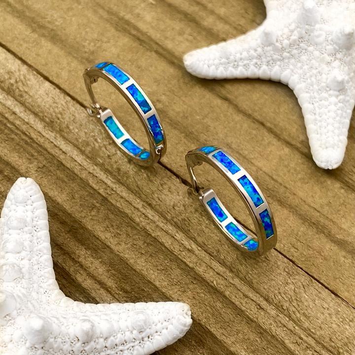 Luna™ | Boucles d'oreilles en Opale Océanique Bleue en Argent
