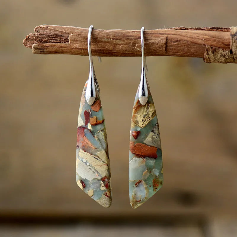 Boucles d'Oreilles Vintage avec Pierre Naturelle