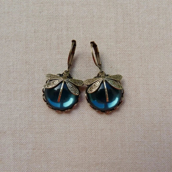 Boucles d'oreilles libellule en or antique