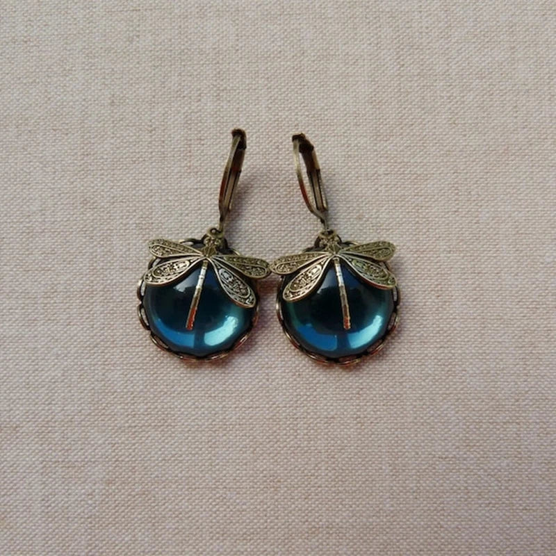 Lyra™ | Boucles d'oreilles Libellule Sphériques en Or Antique