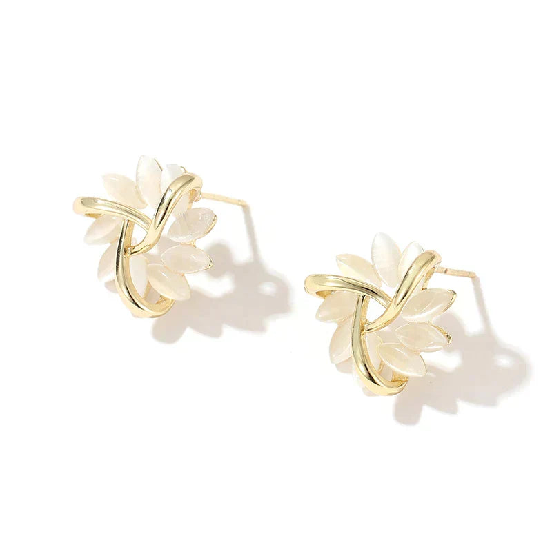 Opaline™ | Boucles d'oreilles en cercle avec pétales d'opale dorés
