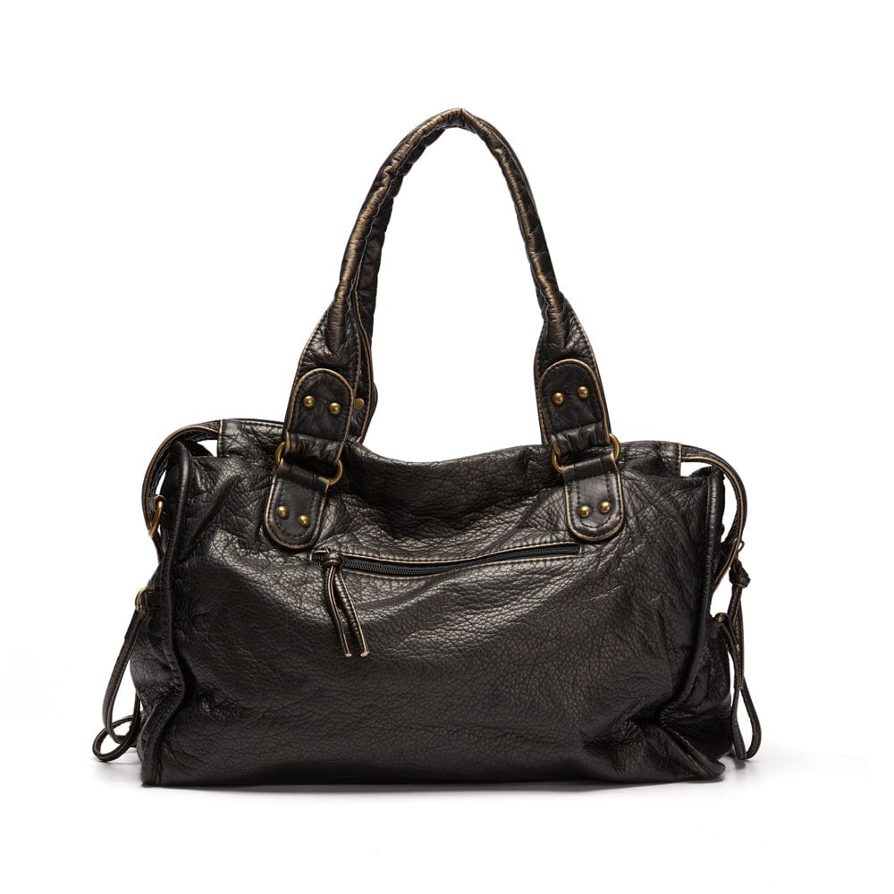 Sac à main en cuir noir vintage élégant