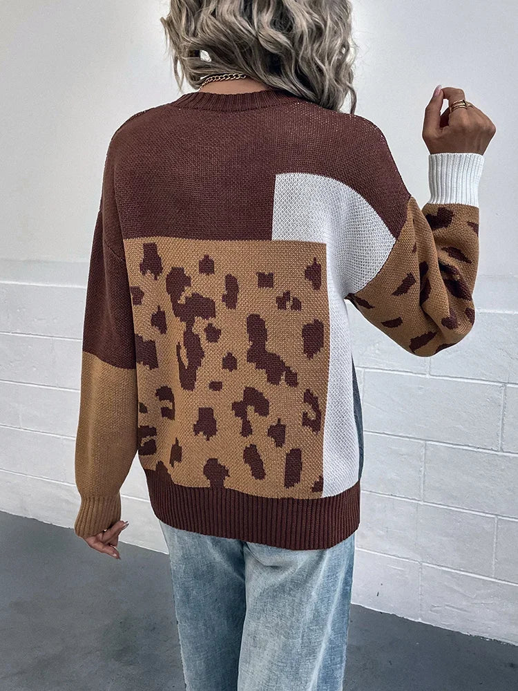 Augustine™ | Pull Patchwork Léopard Vintage