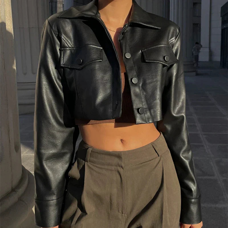Élise™ | Veste en similicuir élégante