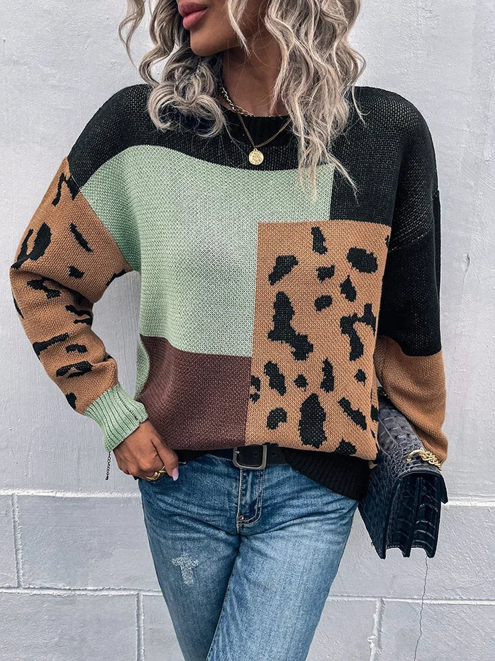 Augustine™ | Pull Patchwork Léopard Vintage