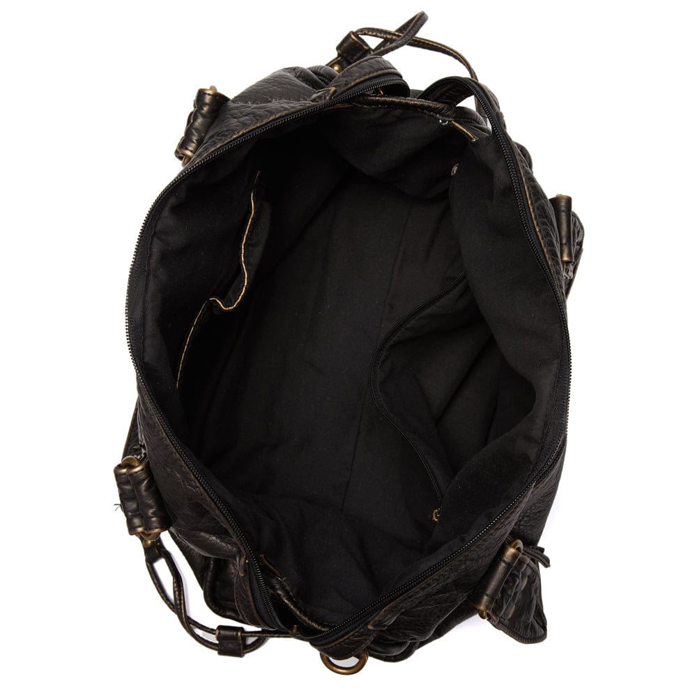 Sac à main en cuir noir vintage élégant