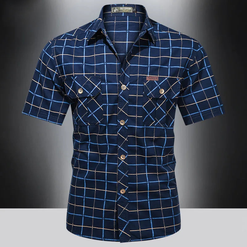 Savrani™ | Chemise élégante à manches courtes à carreaux