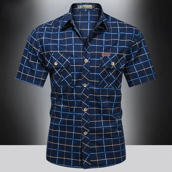 Savrani™ | Chemise élégante à manches courtes à carreaux