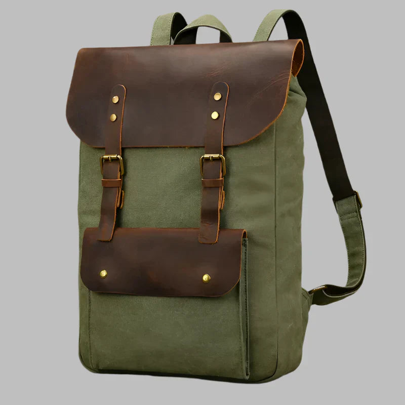 Sac à dos en cuir et toile authentique | Sac à dos vintage pour ordinateur portable