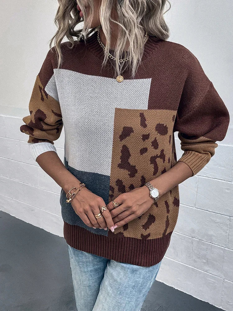 Augustine™ | Pull Patchwork Léopard Vintage