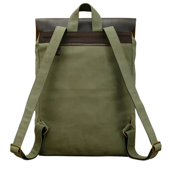 Sac à dos en cuir et toile authentique | Sac à dos vintage pour ordinateur portable