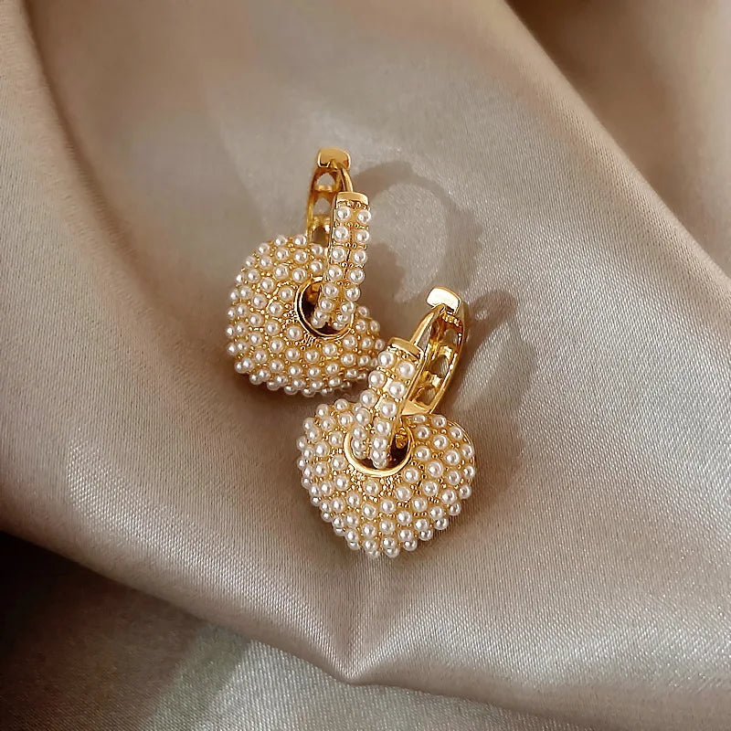 Boucles d'oreilles Cœur en Perle
