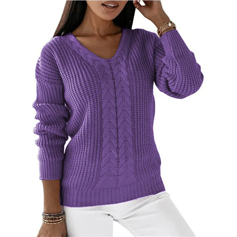 Brune™ | Pull Tricoté Vintage à Col V