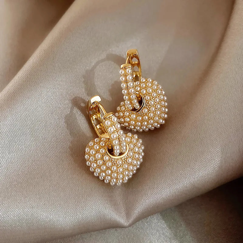 Boucles d'oreilles Cœur en Perle