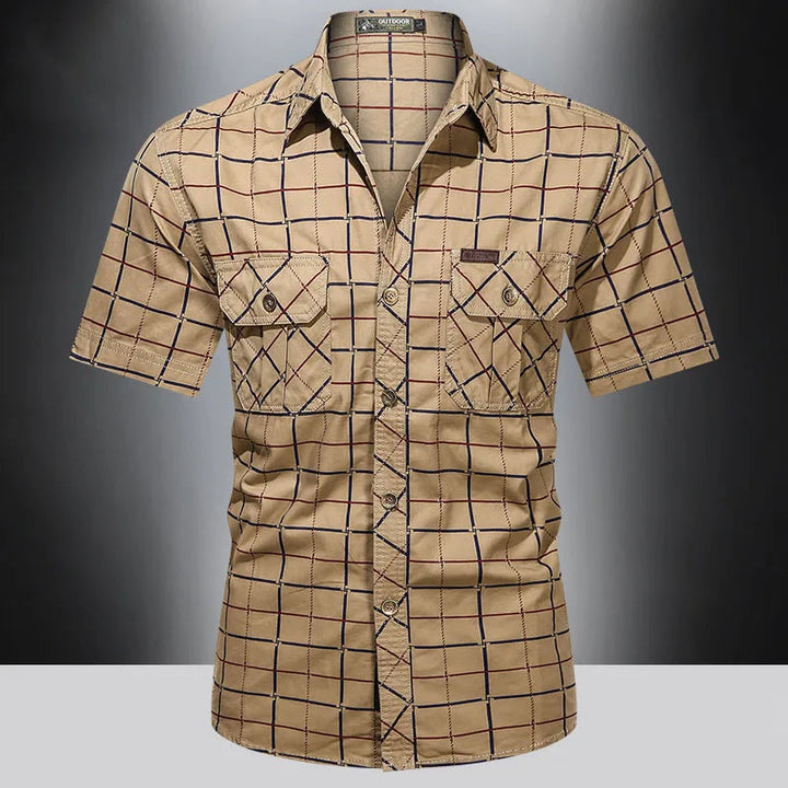 Savrani™ | Chemise élégante à manches courtes à carreaux