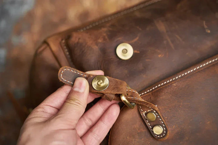 Sac à dos de voyage en cuir véritable robuste en marron | Grand sac à dos