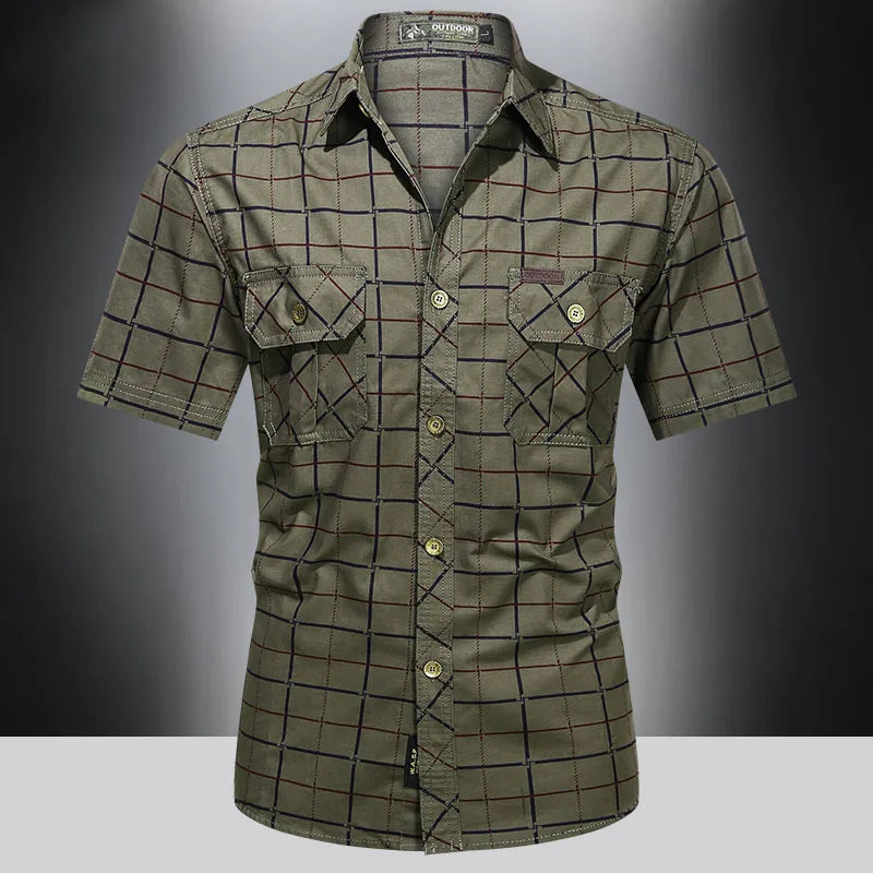 Savrani™ | Chemise élégante à manches courtes à carreaux