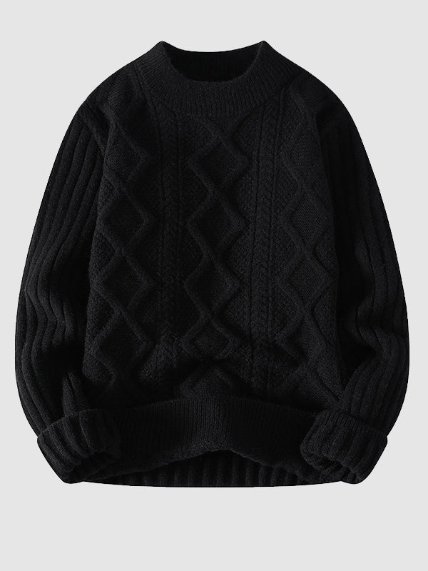 Pull à col montant en câble uni pour hommes