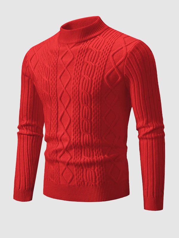 Pull col montant géométrique uni pour homme