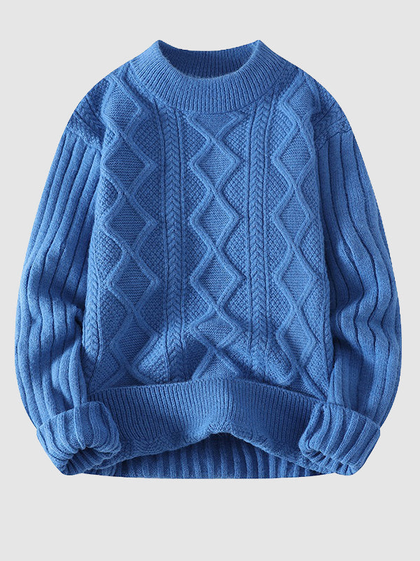 Pull à col montant en câble uni pour hommes
