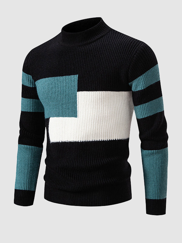 Pull à col rond pour hommes en color block