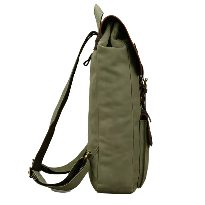 Sac à dos en cuir et toile authentique | Sac à dos vintage pour ordinateur portable