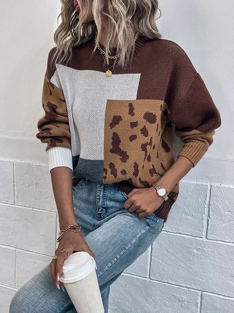 Augustine™ | Pull Patchwork Léopard Vintage