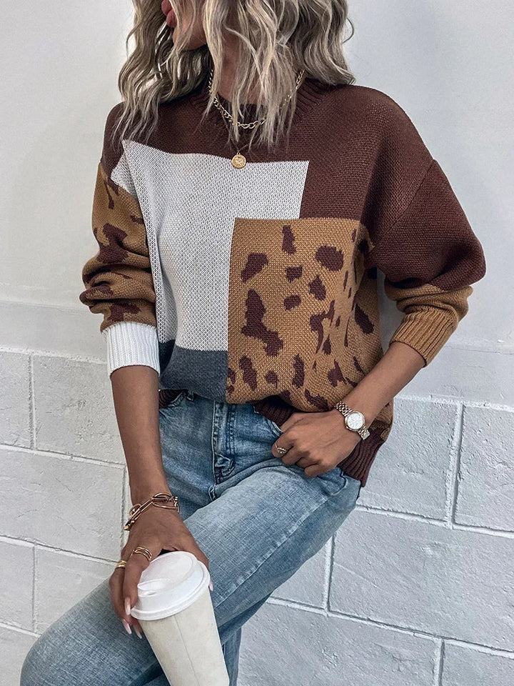 Augustine™ | Pull Patchwork Léopard Vintage