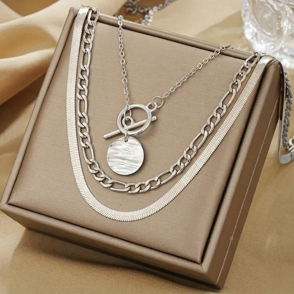 Collier superposé en pièces texturées Savira | Or