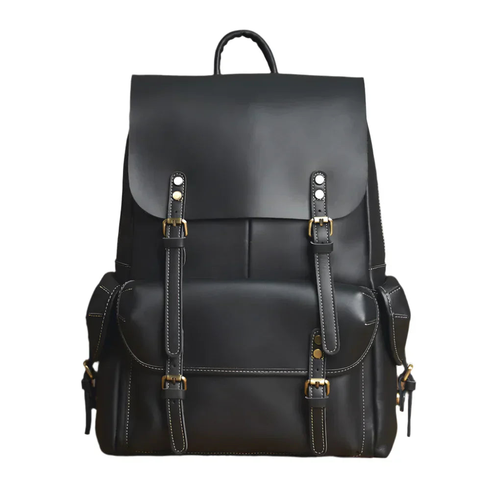 Sac à dos de voyage en cuir véritable robuste en marron | Grand sac à dos